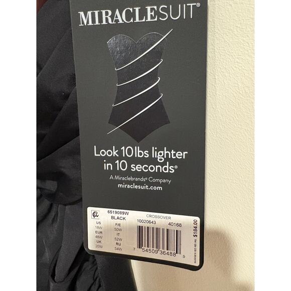 NWT Miraclesuit Illusionists Crossover Draped Shaping Swimsuit Black Plus 18W - Picture 5 of 6